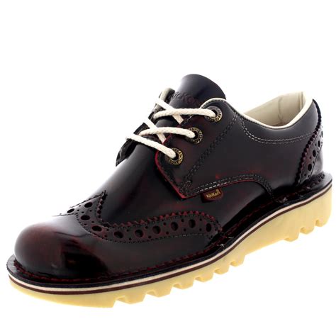 Mens Kickers Kick Lo Brogue Shiny Work Leather Laced Smart Office Shoe