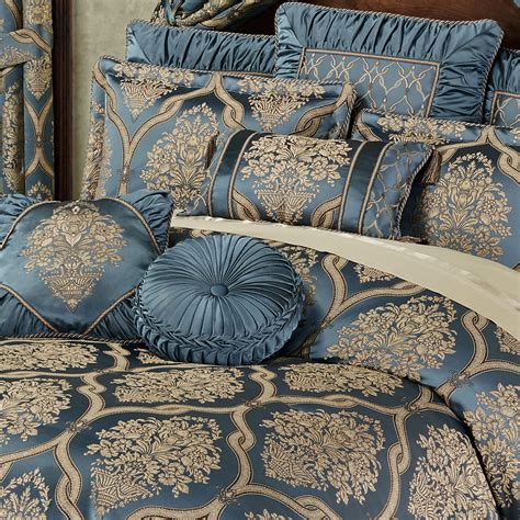 Castleton Damask Medallion Steel Blue Comforter Bedding