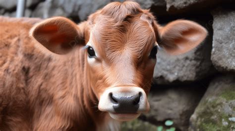 Brown Cow Looking At Camera Background A Cute Calf I Saw At A