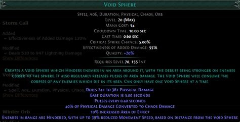 PoE Void Sphere Skill Gem Build 3.18