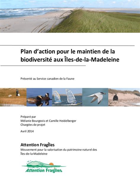 Remplissable En Ligne Plan D Action Pour Le Maintien De La Biodiversit