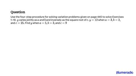 Solved Use The Four Step Procedure For Solving Variation Problems