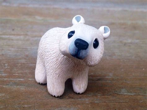 Polar Bear Handmade Miniature Polymer Clay Animal Figure 3500 Usd