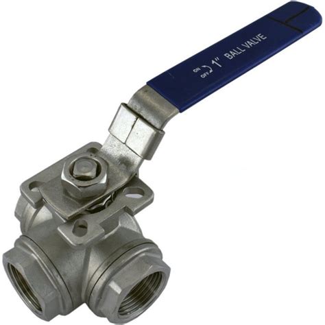 Wog1000 3 Way 304 Stainless Steel Ball Valve T Type 1 Npt Fpt Ss304