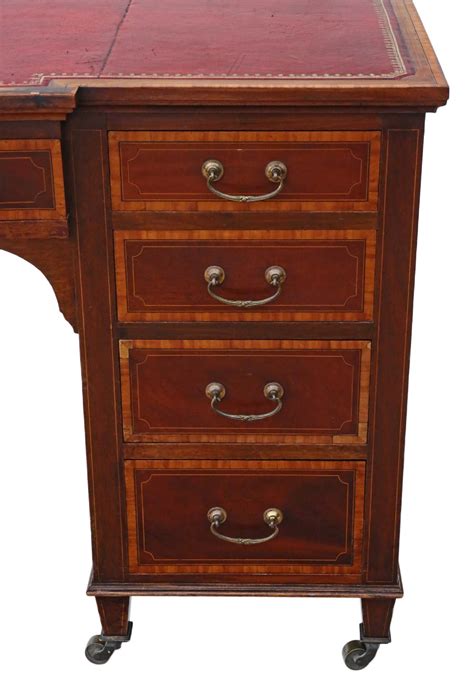 Edwardian Cross Banded Mahogany Twin Pedestal Desk