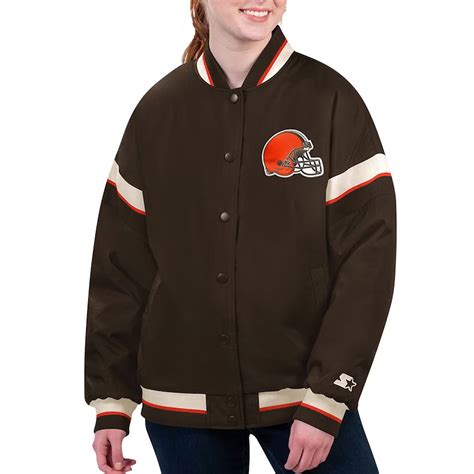 Varsity Satin Starter Cleveland Browns Tournament Brown Jacket