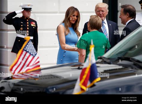 President Donald Trump And First Lady Melania Trump Greet Panamanian President Juan Carlos