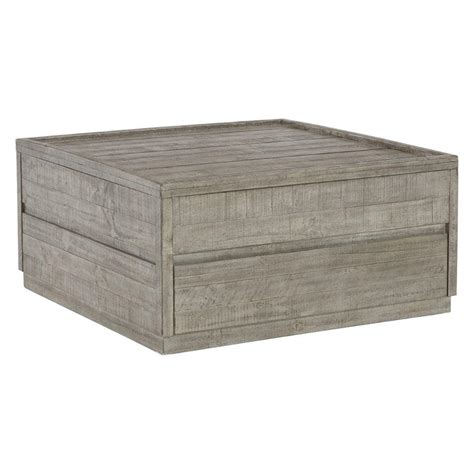 Benjara 36 In Muted Gray Rectangle Pine Wood Coffee Table With Lift