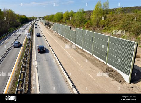 Construction of noise barriers on the highway 25 in Hamburg, Germany, Europe Stock Photo - Alamy