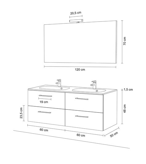 Mobile Bagno Sospeso 120 Cm Con Quattro Cassetti Doppio Lavabo EBay