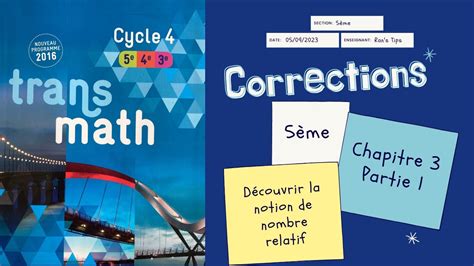 Math Chapitre Corrections Partie Transmath Youtube