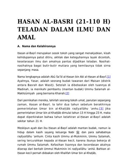 HASAN AL BASRI H TELADAN DALAM ILMU DAN AMAL