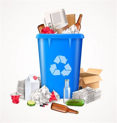 Free Vector Trash And Waste Concept With Food Glass And Paper