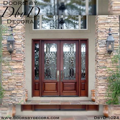 Custom Leaded Glass Double Doors And Sidelites Doors By Decora