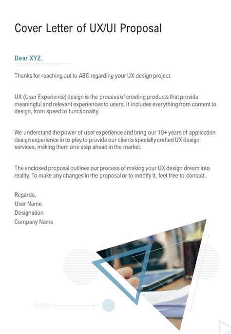 Cover Letter Of Ux Ui Proposal One Pager Sample Example Document Presentation Graphics