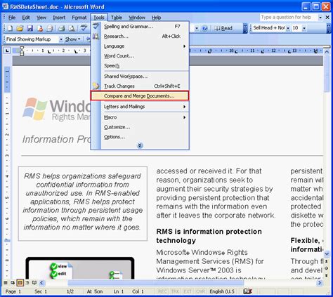 Compare Two Text Files Using Microsoft Word