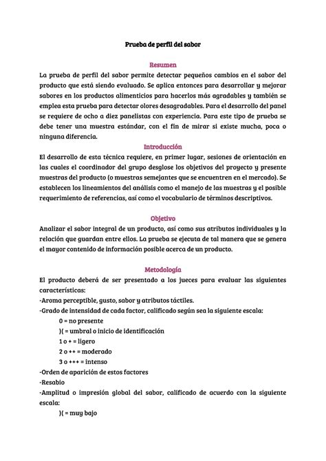 Perfil De Sabor Evaluación Sensorial Uanl Prueba De Perfil Del