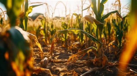 Premium Ai Image Corn Field Is Shown With The Sun Shining Through The