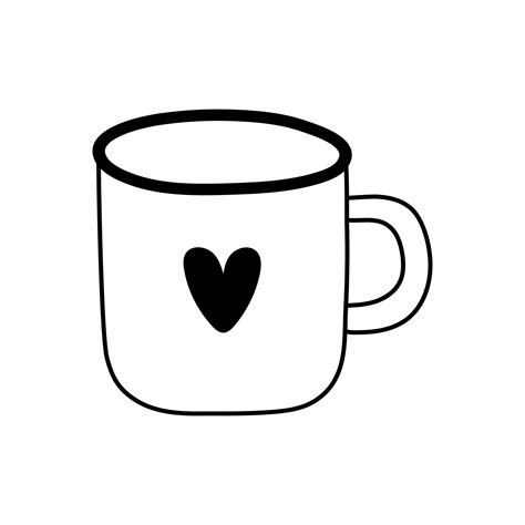 Line Art Cup Of Tea Or Coffee Hand Drawn Doodle Style Design Isolated