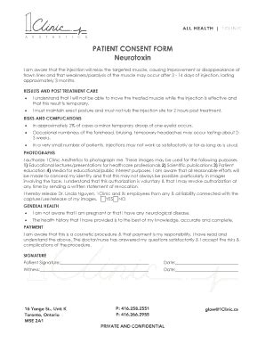 Fillable Online Consent Form Neurotoxin Fax Email Print Pdffiller