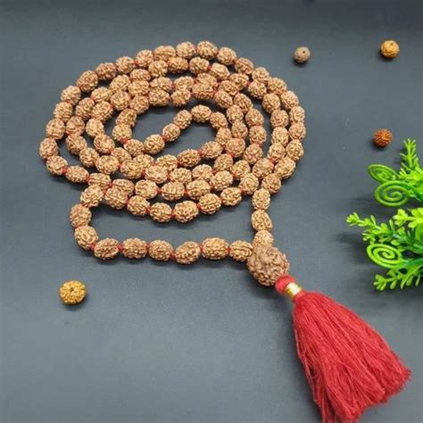 Three Face Mukhi Rudraksha Mala With Mukhi Sumeru Nepal Rudraksha