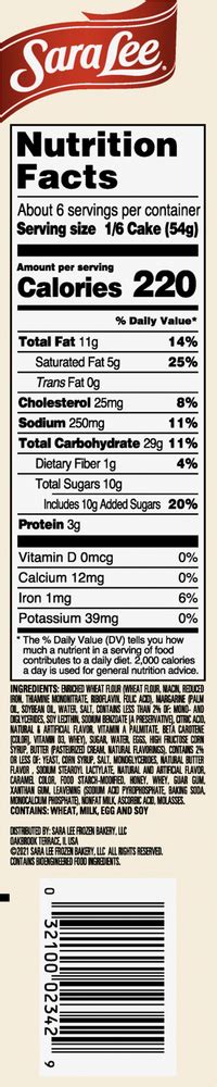 Sara Lee Coffee Cake Streusel Butter Flavored Planogram Right