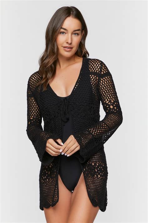 Forever 21 Crochet Swim Cover Up Black Forever21usa