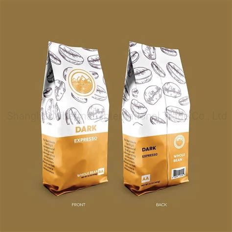 Coffee Bags With Valve Black High Barrier Aluminum Foil Flat Bottom