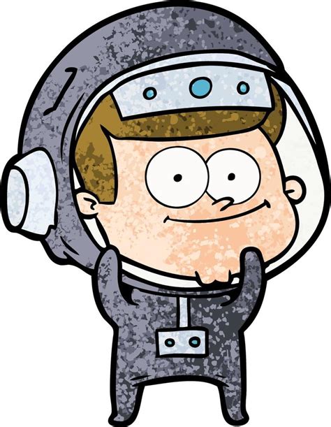 Astronauta Feliz Dos Desenhos Animados De Textura Grunge Retr