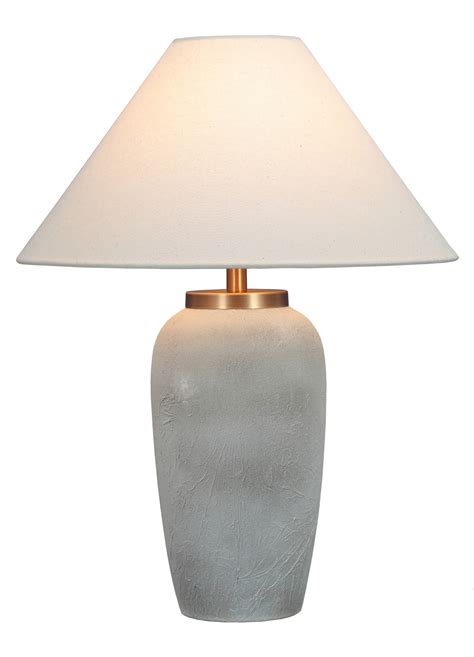 Chinese Table Lamp Porcelain With Lampshade Grey Relief Handmade