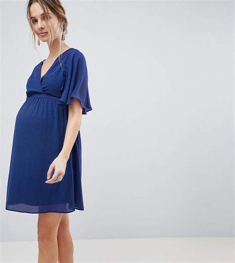 Asos Flutter Sleeve Cross Over Mini Dress Asos Maternity Maternity