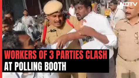 Telangana Polls 2023 Clash Broke Out Between Congress Bjp Brs