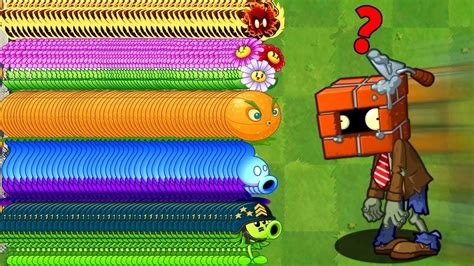 Pvz 2 Challenge 300 Plants Max Level Vs Brickhead Zombie Lv100 Who Will Win Youtube