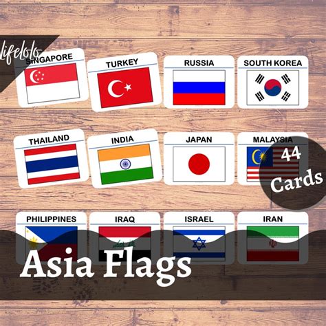 Asia Maps Flags Bundle Flash Cards Montessori Cards Etsy