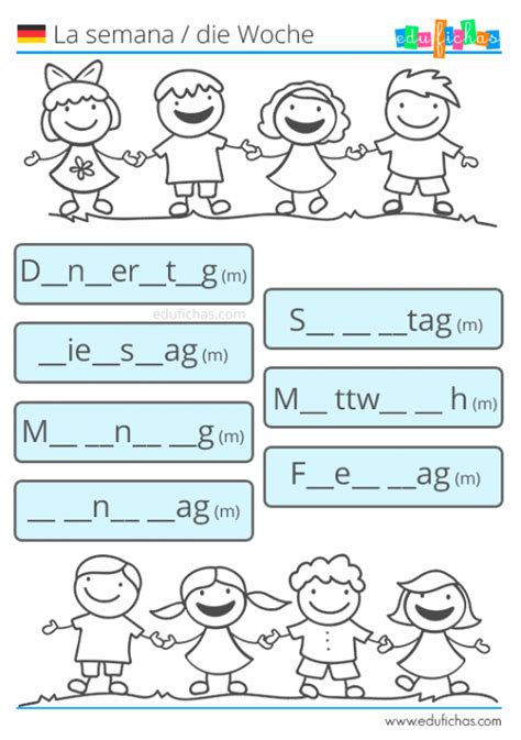 Los D As De La Semana En Alem N Para Ni Os Edufichas