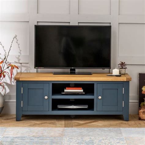 Rak Kabinet TV Minimalis Modern 2 Pintu Warna Biru Sobat Furniture