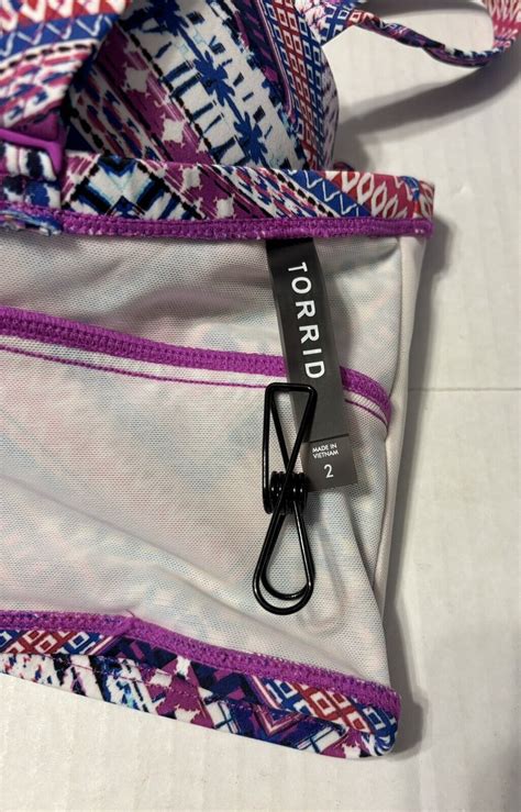 Torrid Bikini Top Size Chevron Plus Size Bandeau Multiway Straps Ebay