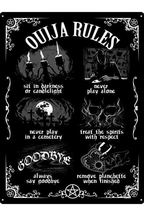 Ouija Board Rules Tin Sign Angel Clothing