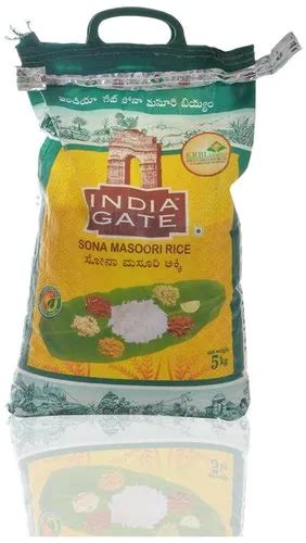 India Gate Sona Masoori Rice Packaging Size 5 Kg Packaging Type