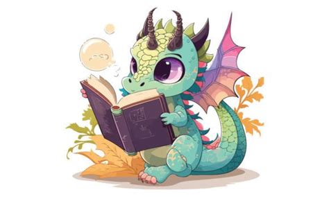 Dragon Reading A Book Vector Graphic By Breakingdots · Creative Fabrica