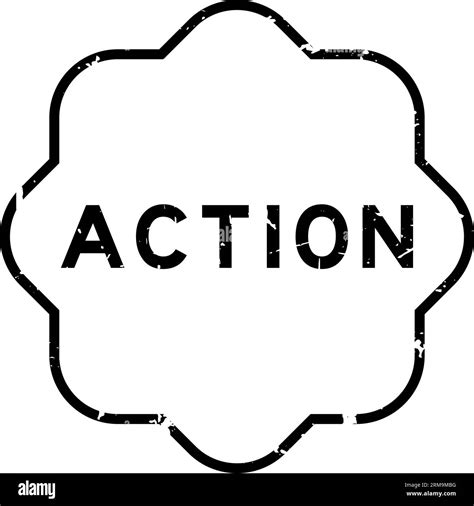 Grunge Black Action Word Rubber Seal Stamp On White Background Stock