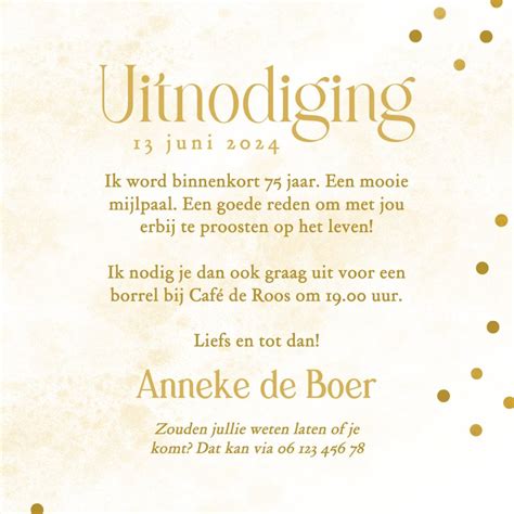 Gouden Uitnodiging Verjaardagsfeest Met Kaartje Go