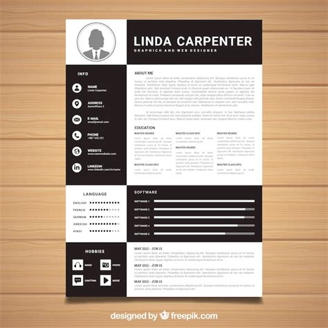 Premium Vector Black And White Resume Template Minimalist