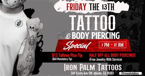 Friday the 13th Tattoo Special October 2023 - Iron Palm Tattoos & Body ...