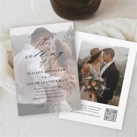 Elegant QR Code Photo Wedding Invitation | Zazzle