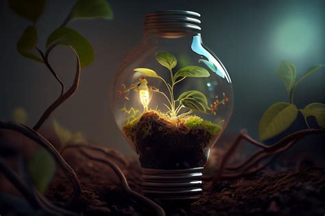 Premium Photo Small Plant Growing Inside A Lightbulb Light Bulb With