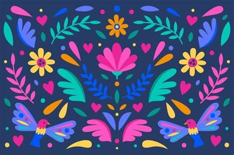 Fondo De Pantalla Con Concepto Mexicano Vector Gratis Folk Art Flowers Flowers Nature Flower