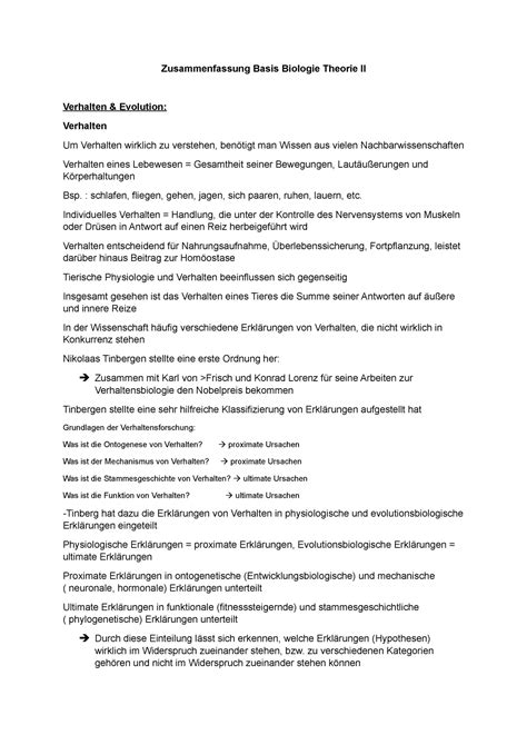 Zusammenfassung Basis Biologie Theorie II J Zusammenfassung Basis