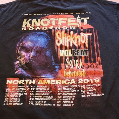 Slipknot 2019 North America Tour Concert T Shirt Sz XL Volbeat