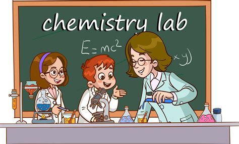 Vector Illustration Of Lecture In Chemistry Classcartoon Students And